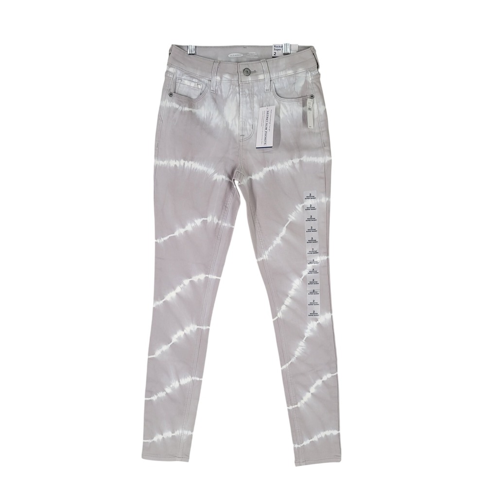 Old Navy Rockstar Super Skinny Jeans Womens 2 Grey Tie Dye 552796-00-1